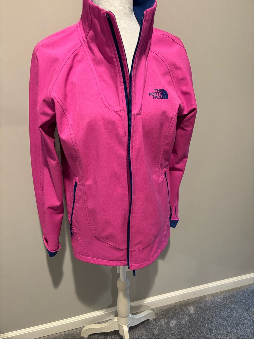 The North Face Women's Hot Pink Softshell Jacket with Navy Trim